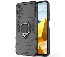 Купить - чехол для смартфона  Чехол Fiji Ring для Xiaomi Poco M4 5G бронированный бампер с кольцом подставкой черный