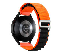 Купить - аксессуар к смарт-чсасам  Ремешок для Garmin Forerunner/Vivo Active 3/Venu/Venu Sq/Venu Sq 2/Venu 2 Plus/Vivo Move - оранжево-черный/Watchbands NormalCloth Wave/ширина крепления 20мм/нейлоновый (W26-2WB20336232)
