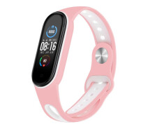 Купить - аксессуар к смарт-чсасам  Ремешок TPU BeCover Sport Style для Xiaomi Mi Band 7 6 5 Pink/White (705173)