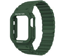 Купить - аксессуар к смарт-чсасам  Ремешок Silicone Magnetic с защитным чехлом для Apple Watch 49 mm темно-green