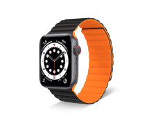 Купить - аксессуар к смарт-чсасам  Силиконовый магнитный ремешок Tasikar для Apple Watch 38/40/41мм Оранжево-черный (20462)