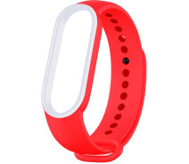 Купить - аксессуар к смарт-чсасам  Ремешок UWatch Double Color Replacement Silicone Band For Xiaomi Mi Band 5/6/7 Red/White Line