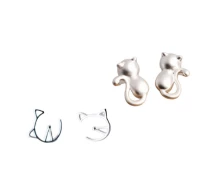 Купить - серебряную серьгу  Набор Серьги с котиками TenJshunzhu серебристый, 2 пары (777-116)