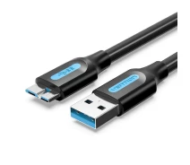 Купить - адаптер и кабель  Кабель USB-MicroUSB-B 3.0 Vention PVC Round nickel-plated 5Gbps 0.25m Black (COPBC)