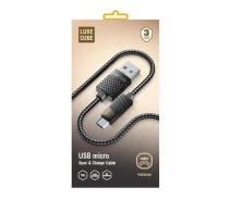 Купить - адаптер и кабель  Кабель Luxe Cube Premium USB-microUSB, 1м, серый (8886668686167)