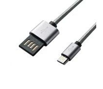 Купить - адаптер и кабель  Кабель Grand-X USB-microUSB 1м, Grey/Black (FM02)