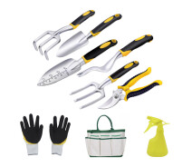 Купить - садовый набор  Набор садовый Lesko CG-8502 Yellow из 9 предметов с сумкой + комплект ручных инструментов