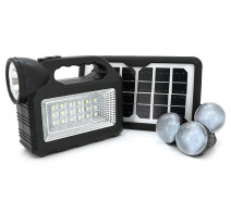 Купить - фонарик  Переносной фонарь с солнечной панелью GDLITE GD101 Solar Panel, 4500 мАч, 3 лампочки 3W, USB выход