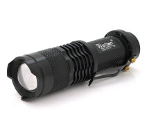 Купить - фонарик  Лихтарик ручной Watton WT304 1LED CREE Q5, 3W, 3 режима+Zoom, АА/1300mah, Black, IP40, СЗУ, 92х26х26