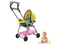 Купить - игрушку для девочки  Коляска для младенца Barbie Skipper Babysitters Inc. Yellow Stroller Playset GFC18