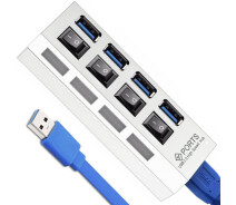 Купить - кардридер  USB 3.0 Hub | Хаб на 4 USB порты с переключателем Digital Lion UH-02, Белый