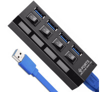 Купить - кардридер  USB 3.0 Hub | Хаб на 4 USB порты с переключателем Digital Lion UH-02, Черный