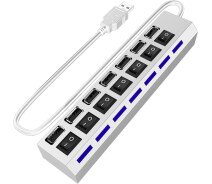 Купить - кардридер  USB 2.0 Hub | Хаб на 7 USB портов с переключателем Digital Lion UH-03, Белый