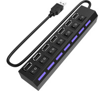 Купить - кардридер  USB 2.0 Hub | Хаб на 7 USB портов с переключателем Digital Lion UH-03, Черный