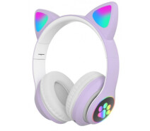 Купить - наушники  Беспроводные наушники Cat Ear YR-28 Детские с кошачьими ушками Bluetooth и RGB подсветкой Фиолетовые
