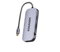 Купить - кардридер  Хаб Essager 11в1 100W (Type-C to USB 3.2/4K HDMI/VGA/RJ45/SD/TF Card/PD) для MacBook, Windows, Linux, Android