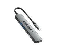 Купить - кардридер  Хаб Essager 7в1 60W (Type-C 3.1 to 4K HDMI/SD/TF Card/PD Fast Charge)