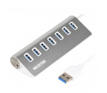 Купить - кардридер  Концентратор Maxxter USB 3.0 Type-A 7 ports silver (HU3A-7P-01)