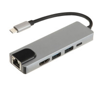 Купить - кардридер  Док-станция RIAS BYL-2007 5в1 USB Type C - PD/USB/HDMI/RJ-45 (3_00418)