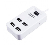 Купить - кардридер  Концентратор USB-хаб RIAS P-1601 4 порта USB 2.0 с выключателем White (3_02362)