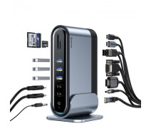 Купить - кардридер  HUB адаптер BASEUS Working Station Multifunctional Type-C HUB Adapter 16n1 CAHUB-BG0G Grey