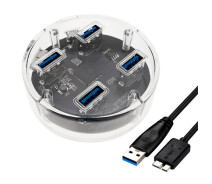 Купить - кардридер  4-портовый USB 3.0 хаб концентратор прозрачный до 5 Гбит/с