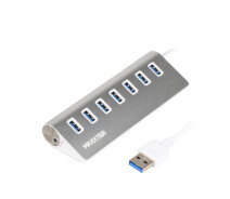 Купить - кардридер  Концентратор USB 3.0 Maxxter 7хUSB3.0 Silver (HU3A-7P-01)
