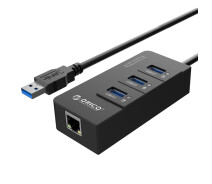 Купить - кардридер  Концентратор USB3.0 Orico (CA912742) HR01-U3-V1-BK-BP Black 3хUSB3.0+RJ45
