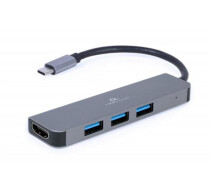 Купить - кардридер  Концентратор USB-C Cablexpert 3хUSB3.1 металл, Grey (A-CM-COMBO2-01)