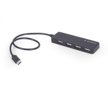 Купить - кардридер  Концентратор USB Type-C Gembird 4хUSB2.0, пластик, Black (UHB-CM-U2P4-01)