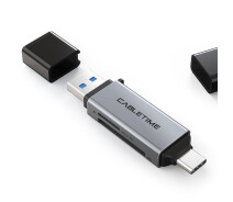 Купить - кардридер  Кардридер Cabletime USB3.0 A + USB TYPE C, SD/TF, 5Gbps (CB46G)