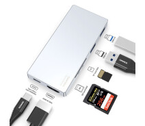 Купить - кардридер  USB адаптер 6 в 1 HUB со встроенным шнуром Type-C VOKAMO HT2