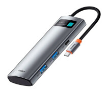 Купить - кардридер  USB-хаб Baseus Metal Gleam Series 7-in-1 Multifunctional Type-C HUB Gray (WKWG020113) [72632]