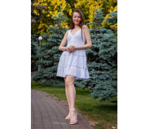 Купить - повседневное платье  Белое короткое платье на лето Cotton M, белый 46-396262