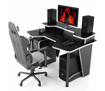 Купить - стол ПК  Стол геймерский CNC Mebli Comfort GT14N с надстройкой и ящиком Black/White