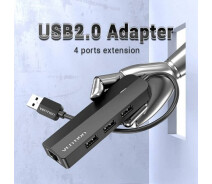 Купить - кардридер  Хаб USB 2.0-3хUSB 2.0 Vention CHPBB RJ45 100M Ethernet Black