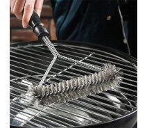 Купить - гриль и мангал  Щетка для очистки решетки гриля BBQ T-образная с ручкой трехсторонняя сталь