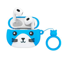 Купить - наушники  Наушники беспроводные детские Bluetooth 5.3 HOCO Cat EW46 в кейсе blue
