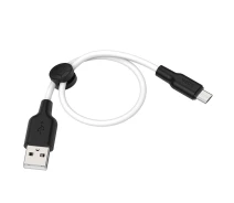 Купить - адаптер и кабель  Кабель HOCO USB to Micro-USB Silicone X21 Plus 0.25m 2.4A black-white