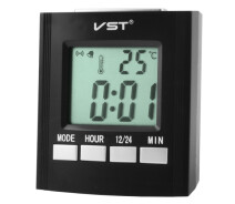 Купить - настольные часы  Настольные часы говорящие VST-7027С с термометром и будильником черный
