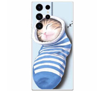 Купить - чехол для смартфона  Силиконовый (TPU) чехол Deexe Life Style для Samsung Galaxy S23 Ultra (S918) - Socks and Cat