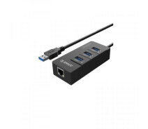 Купить - кардридер  Концентратор Orico USB 3.0 3 port + RJ45 (HR01-U3-V1-BK-BP) (CA912742)