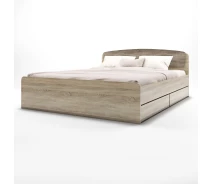 Купить - кровать  Двуспальная кровать Эверест Астория с двумя ящиками 160х200 см сонома + трюфель (EVR-2489)