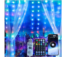 Купить - гирлянду  Светодиодная Smart LED Гирлянда штора 3х3 метра 200 Led Lights, WiFi+Bluetooth, IP44