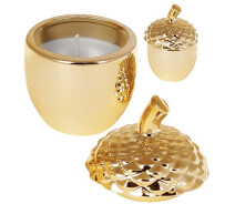Купить - свечу  Интерьерная свеча Golden acorn с крышкой 6х6х8см фарфоровая 116471-BR-540