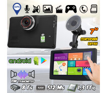 Купить - GPS-навигатор  Автомобильный GPS навигатор 2в1 с видеорегистратором DVR Android A733Cam 512mb\8gb с сенсорным экраном 7", FM-трансмиттером, мультимедийный, microSD