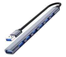 Купить - кардридер  USB-хаб, концентратор / разветвитель для ноутбука Addap UH-04, на 7 портов USB 3.0 + USB 2.0, Gray