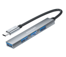 Купить - кардридер  USB-Hub Essager Fengyang 4 in 1 Splitter Type-C port grey EHBC04-FY0G-P