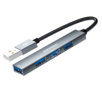 Купить - кардридер  USB-Hub Essager Fengyang 4 in 1 Splitter USB-A port grey EHBA04-FY0G-P