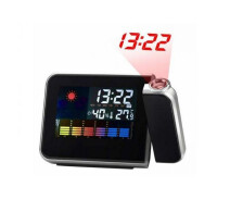 Купить - настольные часы   <br />Купить Часы метеостанция DS-8190 2573 с проектором времени + календарь с термометром Черный